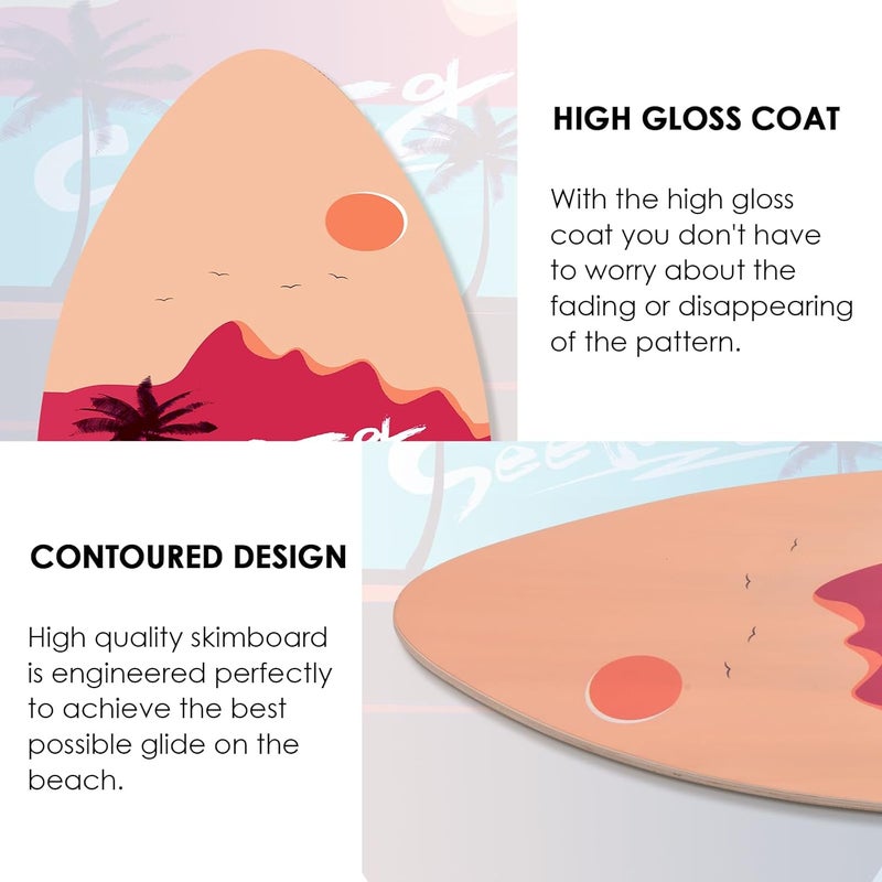 Seething 35 Inch Skimboard with High Gloss Coat Wood Skim Board for Beginners,Kids, Teenagers, Adults and All Skimming - Image 4